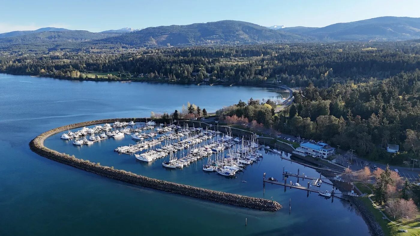 Aerial drone photo of the local waterfront