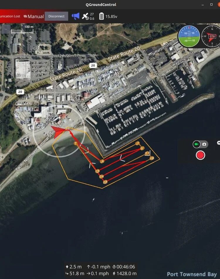 Survey flight path over the Wreck of the Ranger