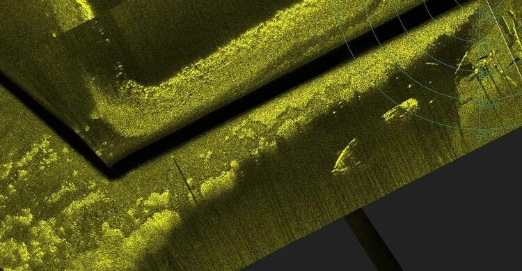Side scan sonar image of the Wreck of the Ranger, 1
