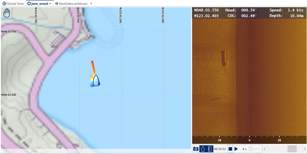 Shipwreck shown in ReefMaster software