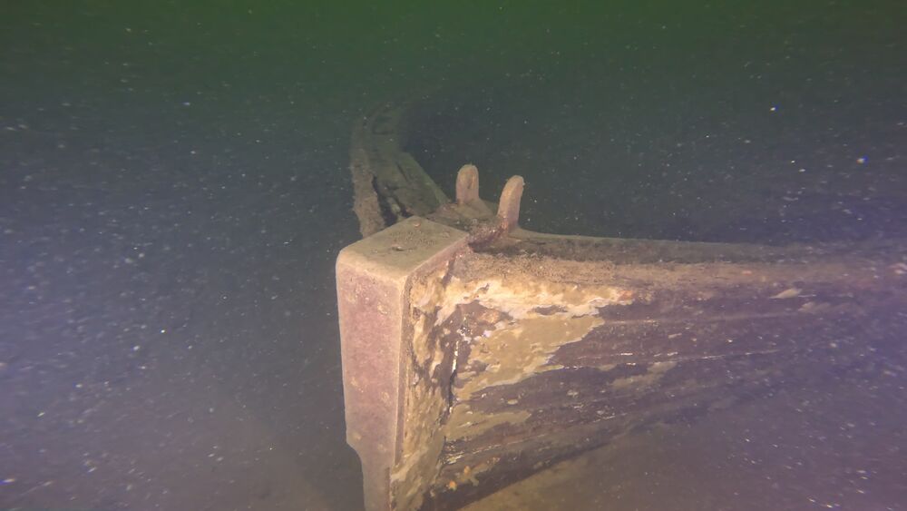 Corner detail of a shipwreck's transom
