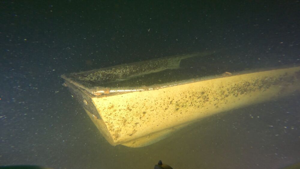 Hull edge of a sunken boat