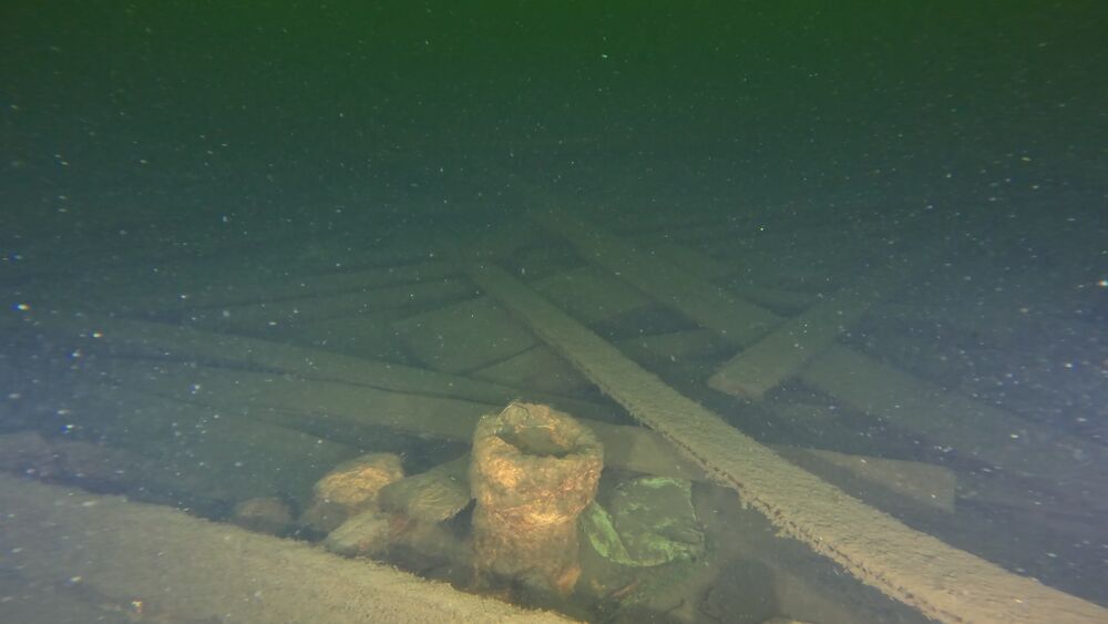Deck planks of a sunken wreck